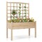 47 Inch Raised Wood Planter with Lattice Trellis and Drainage Holes Indoor or Outdoor Garden Bed